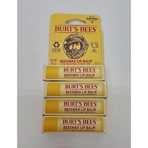 Burt's Bees Beeswax Lip Balm Moisturizing 100% Natural Origin Lot of 4